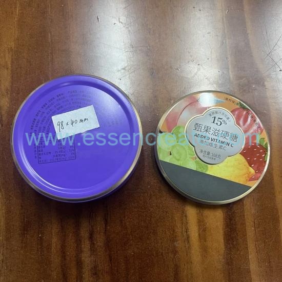 Food Safe Screw Cap Round Tin Box D98xH40mm, Custom Logo Tinplate Can For Hard Candy, Gift Packaging