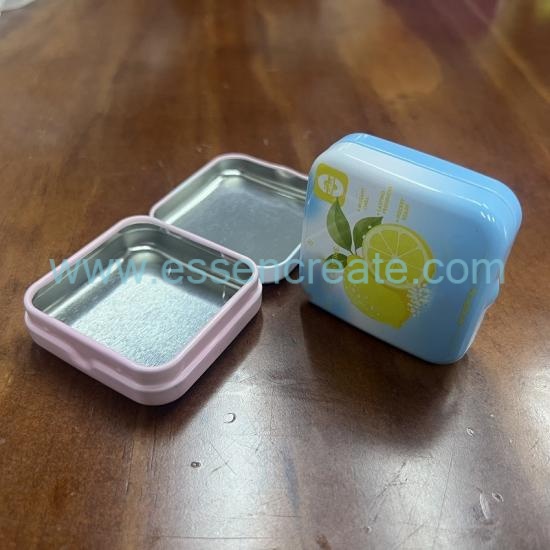 Food Safe Mini Square Hinge Tin Box, Custom Logo Tinplate Case For Breath Mint, Sweets, Small Accessories Packaging