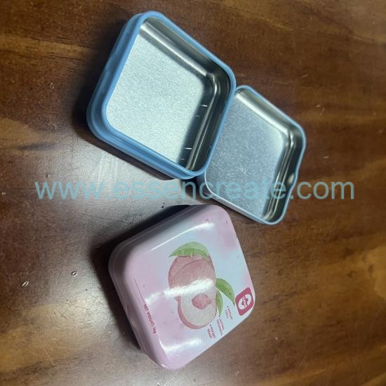 Food Safe Mini Square Hinge Tin Box, Custom Logo Tinplate Case For Breath Mint, Sweets, Small Accessories Packaging