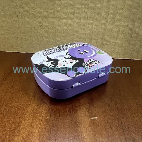 Small Portable Rounded Edge Tin Can, Food Safe Tinplate Hinged Tin For Vitamin C Mints Storage