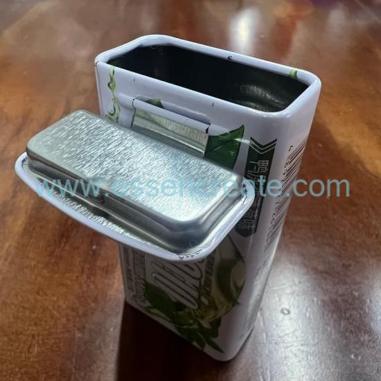Food Safe Rectangular Metal Tin Can, Flip Top Tin Box For Confectionery Candy Custom Printing