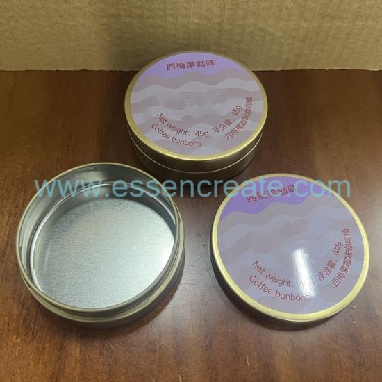 Low Profile Circular Metal Tin Box, Custom Printed Round Tin Can For Hard Candy Confectionery Packaging