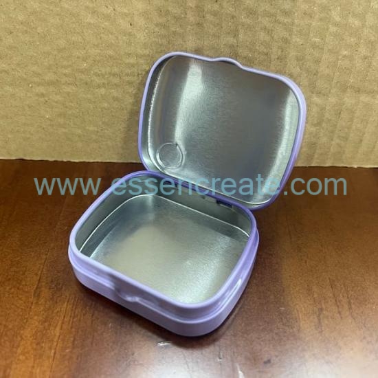 Small Portable Rounded Edge Tin Can, Food Safe Tinplate Hinged Tin For Vitamin C Mints Storage