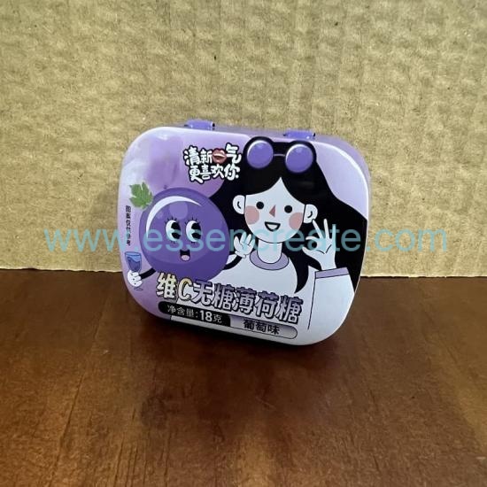 Small Portable Rounded Edge Tin Can, Food Safe Tinplate Hinged Tin For Vitamin C Mints Storage