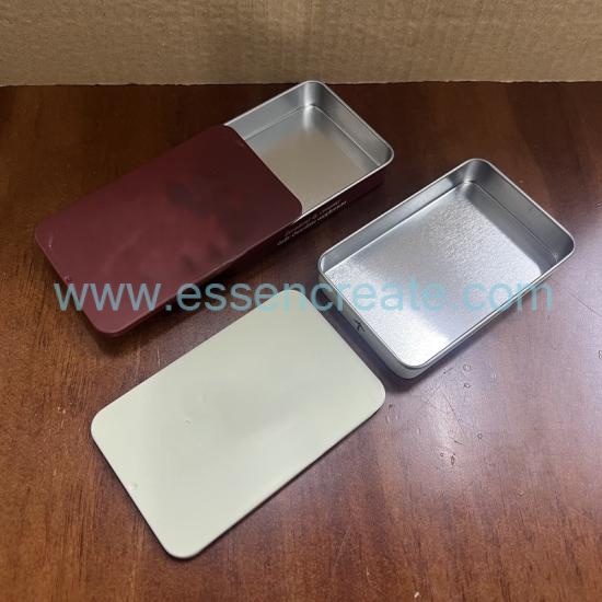 Custom Printed Sliding Lid Tin Container, Mini Rectangle Slide Tin Box For Lip Balm, Gift Card & Small Accessories Storage