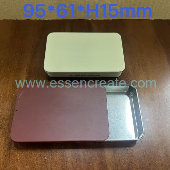 Custom Printed Sliding Lid Tin Container, Mini Rectangle Slide Tin Box For Lip Balm, Gift Card & Small Accessories Storage