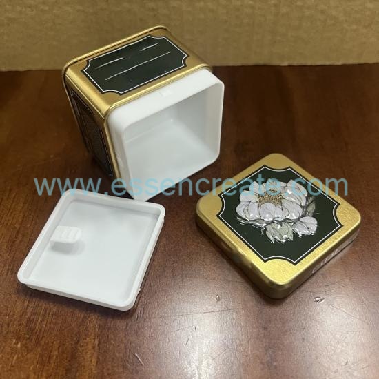 Custom Logo Square Tin Can With Inner Tray, Food Grade Metal Tin Box For Cosmetic & Confectionery Storage