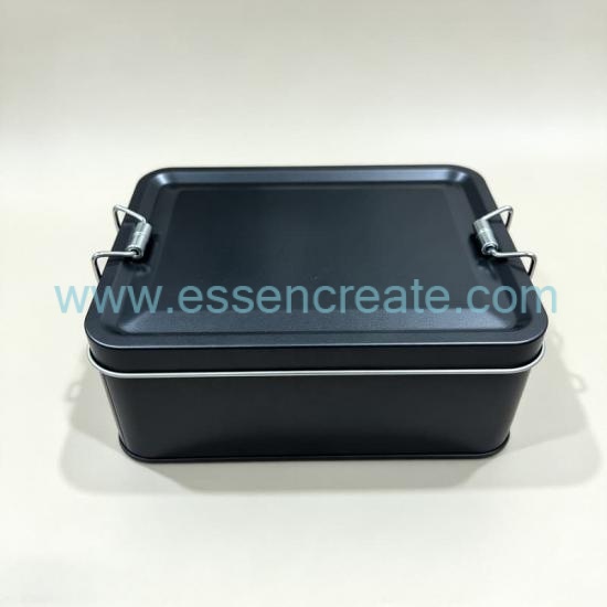 Airtight Wire Clasp Tin Box, Large Rectangle Metal Tin with Double Lock Buckle, Custom Logo Tin Case for Dry Food, Candy & Home Storage
