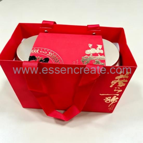 Premium Coffee & Matcha Gift Packaging Kit, Round Tin Box with Paper Band and Tote Bag for Tea Leaves & Powder