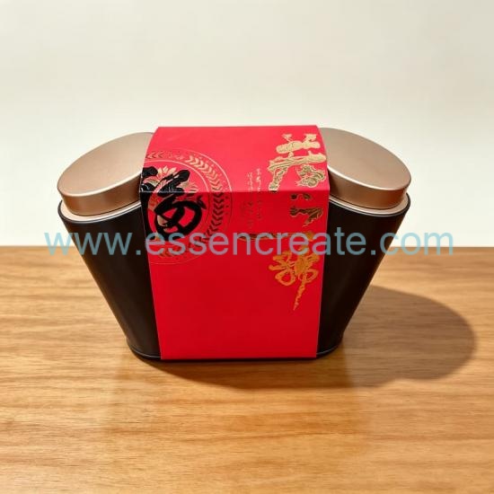 Premium Coffee & Matcha Gift Packaging Kit, Round Tin Box with Paper Band and Tote Bag for Tea Leaves & Powder