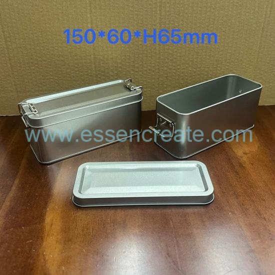 Custom Logo Clasp Lock Tin Container, Plain Silver Rectangular Tin Box For Makeup Tools & Gift Packaging