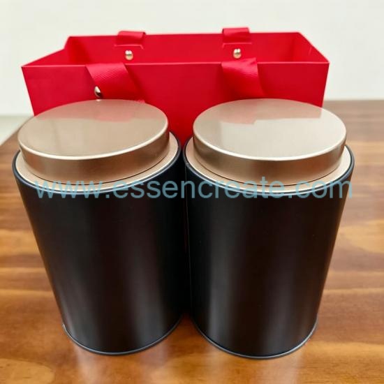 Premium Coffee & Matcha Gift Packaging Kit, Round Tin Box with Paper Band and Tote Bag for Tea Leaves & Powder