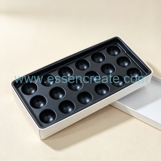 Premium Rounded Rectangle Tin Storage Box, Custom Printed Food‑Safe Metal Tin With Blister Inner For Chocolate Ball & Specialty Tea Gifts