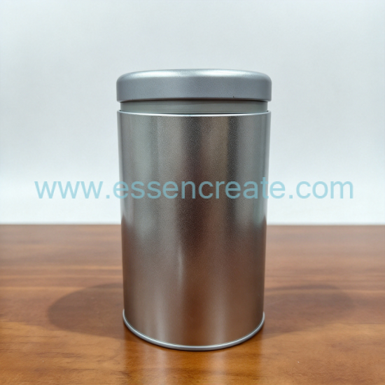 Matte Silver Cylinder Metal Tin Canister with Inner Sealing Lid, Custom Logo Round Tin Box for Herbal Loose Leaf Tea and Gift Packing