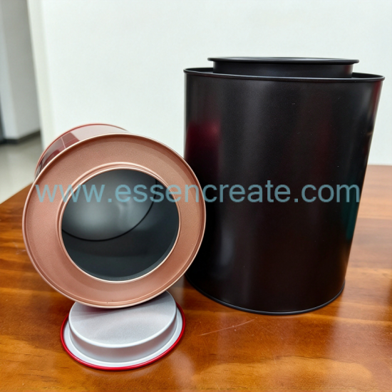 Decorative Cylindrical Metal Tin Container with Inner Sealing Lid, Custom Logo Round Tin Canister for Herbal, Powder and Gift Packing