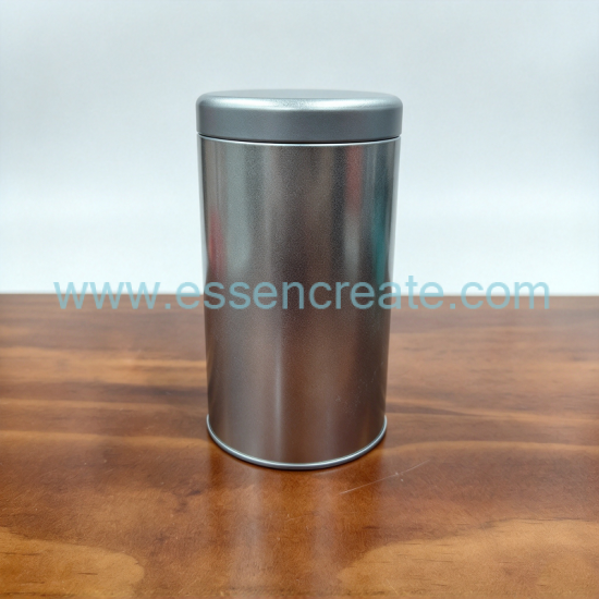 Matte Silver Cylinder Metal Tin Canister with Inner Sealing Lid, Custom Logo Round Tin Box for Herbal Loose Leaf Tea and Gift Packing