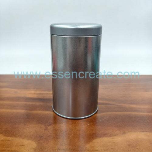 Matte Silver Cylinder Metal Tin Canister with Inner Sealing Lid, Custom Logo Round Tin Box for Herbal Loose Leaf Tea and Gift Packing