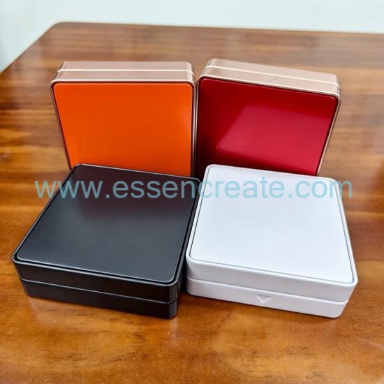 Square Rounded‑Corner Metal Tin Box with Custom EVA Insert, Premium Gift Tin for Bath Bomb, Soft Vitamin Candy & Souvenir Coin, Custom Logo Packaging