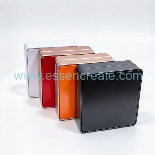 Square Rounded‑Corner Metal Tin Box with Custom EVA Insert, Premium Gift Tin for Bath Bomb, Soft Vitamin Candy & Souvenir Coin, Custom Logo Packaging
