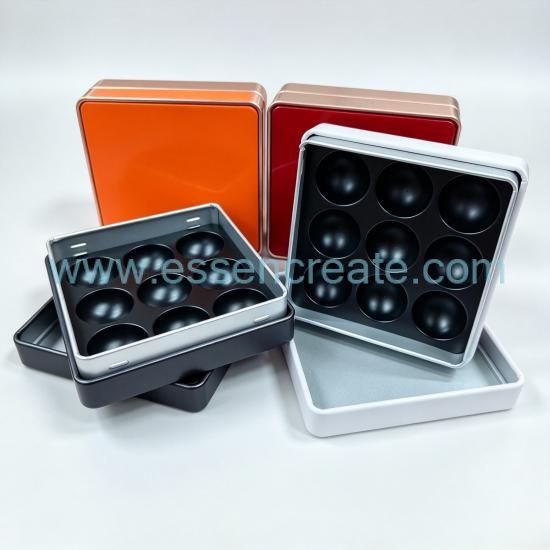 Square Rounded‑Corner Metal Tin Box with Custom EVA Insert, Premium Gift Tin for Bath Bomb, Soft Vitamin Candy & Souvenir Coin, Custom Logo Packaging