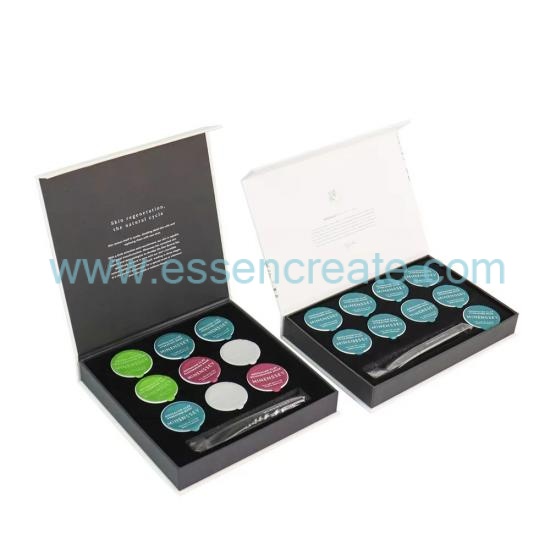 Luxury Rigid Flip Cosmetic Packaging Box, Custom Logo Capsule Facial Mask Gift Box With Pre-cut EVA Tray