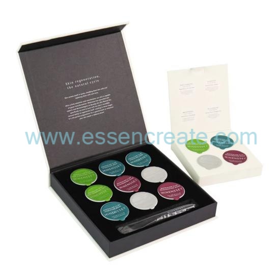 Luxury Rigid Flip Cosmetic Packaging Box, Custom Logo Capsule Facial Mask Gift Box With Pre-cut EVA Tray