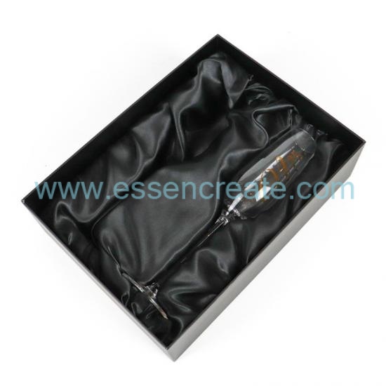 OEM ODM Rigid Paper Gift Box, Custom Logo Lid‑Base Box For Champagne Glass Wine Goblet With Satin Inside