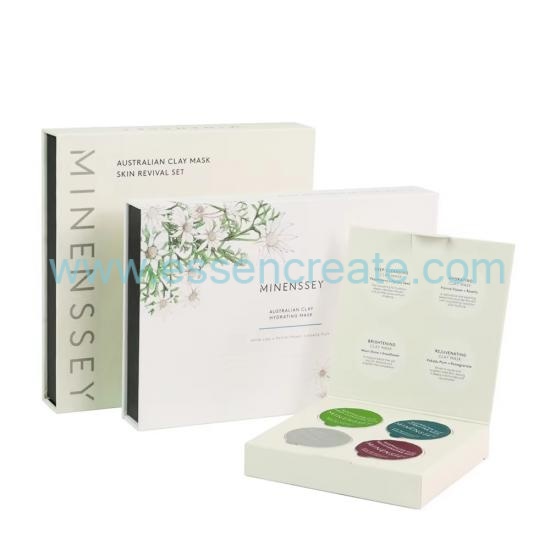 Luxury Rigid Flip Cosmetic Packaging Box, Custom Logo Capsule Facial Mask Gift Box With Pre-cut EVA Tray