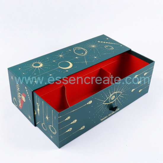 Custom Drawer Style Champagne Gift Box Luxury Hot Stamping Paper Rigid Box For Sparkling Wine Packaging