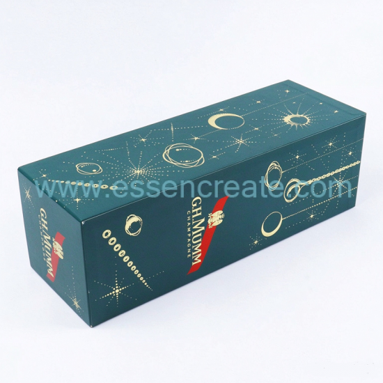 Custom Drawer Style Champagne Gift Box Luxury Hot Stamping Paper Rigid Box For Sparkling Wine Packaging