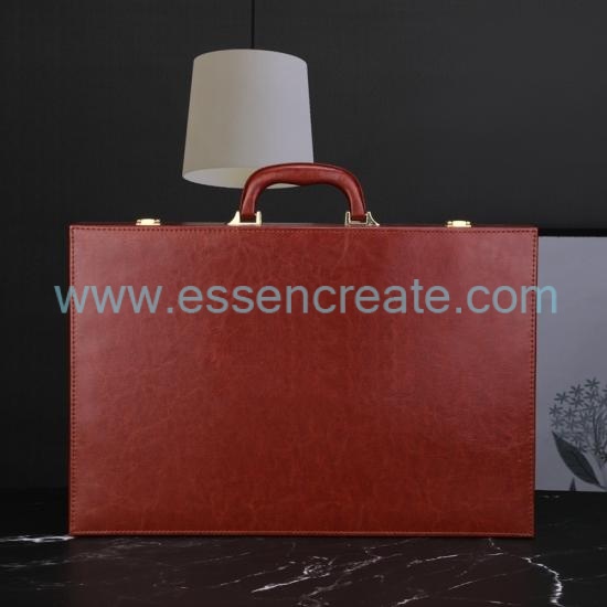Custom Logo PU Leather Sample Portfolio Box, Portable Hard Display Briefcase With Compartment Foam Insert