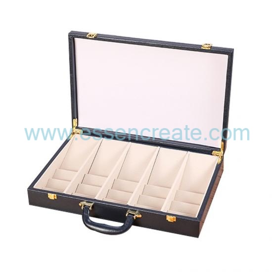 Custom PU Leather Tile Glass Sample Suitcase, Hard Shell Building Material Display Box With Handle & Metal Latch