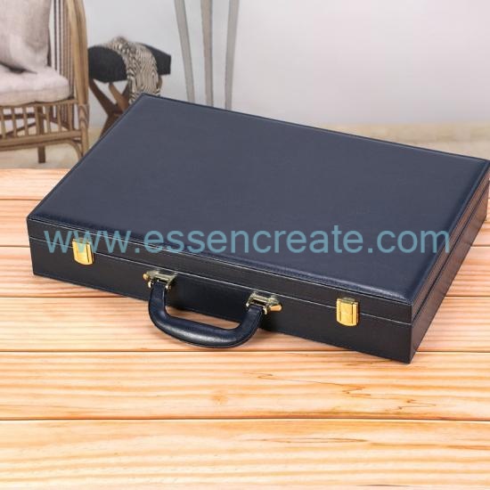 Custom Logo PU Leather Sample Portfolio Box, Portable Hard Display Briefcase With Compartment Foam Insert