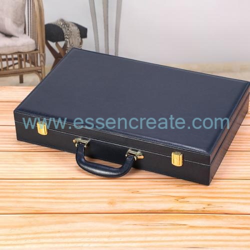 Custom Logo PU Leather Sample Portfolio Box, Portable Hard Display Briefcase With Compartment Foam Insert