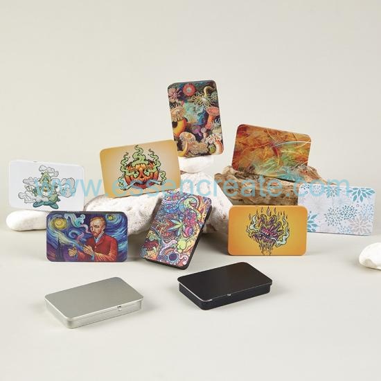Childproof Press Lock Slide Tin Box, Custom Printed Rectangular Metal Storage Tin Container