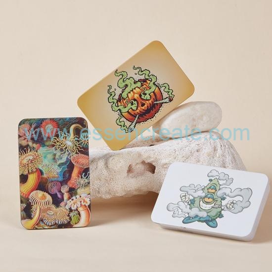 Childproof Press Lock Slide Tin Box, Custom Printed Rectangular Metal Storage Tin Container