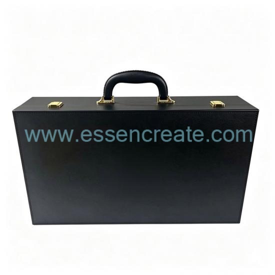 Hard Shell Leather Carry Briefcase for Marble Tile Samples, Luxury Stone Color Chart Storage Box
