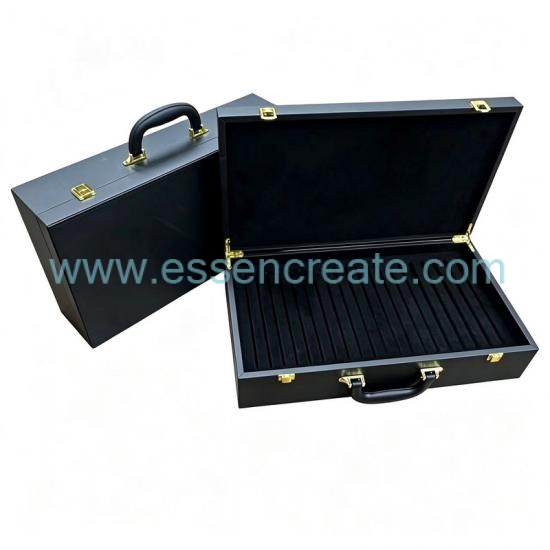 Hard Shell Leather Carry Briefcase for Marble Tile Samples, Luxury Stone Color Chart Storage Box