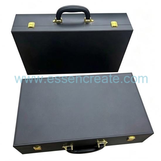 Hard Shell Leather Carry Briefcase for Marble Tile Samples, Luxury Stone Color Chart Storage Box