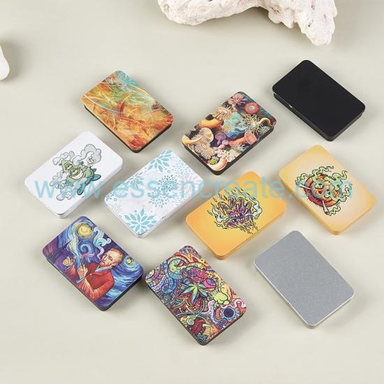 Childproof Press Lock Slide Tin Box, Custom Printed Rectangular Metal Storage Tin Container