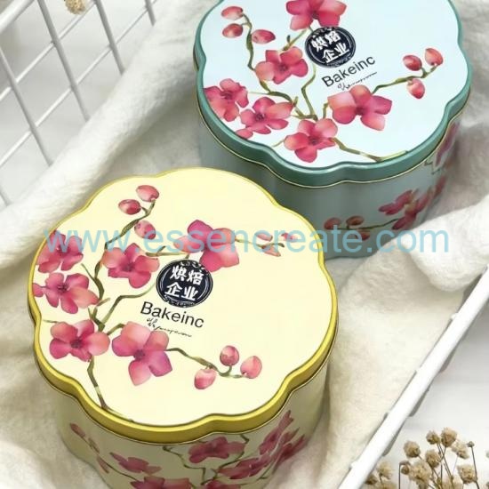 Custom Offset Printing Flower Shape Tin Canister, Food Grade Tinplate Candy Biscuit Gift Tin Box