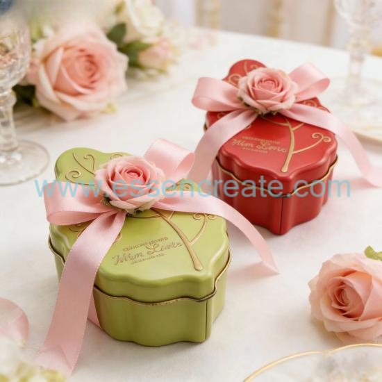 Custom Embossed Leaf Tin Box, Wedding Party Favor Tin, Portable Metal Case For Sweets & Small Accessories