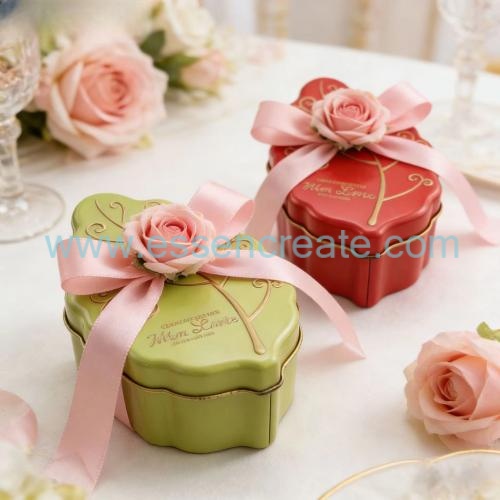 Custom Embossed Leaf Tin Box, Wedding Party Favor Tin, Portable Metal Case For Sweets & Small Accessories