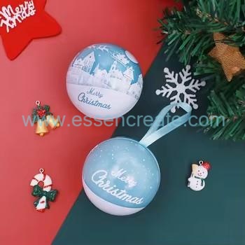Custom Christmas Ball Tin Container, Food Safe Tinplate Sphere Tin, Holiday Packaging for Chocolate, Coffee Bean, Sweets