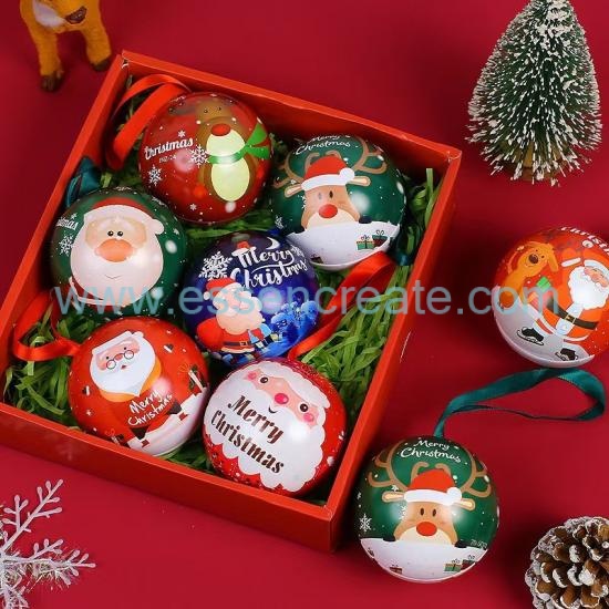 Custom Christmas Ball Tin Container, Food Safe Tinplate Sphere Tin, Holiday Packaging for Chocolate, Coffee Bean, Sweets