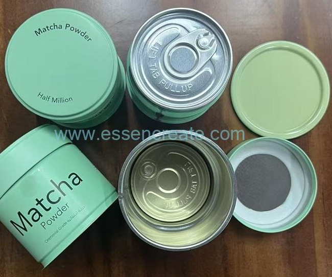 Round Tin Can For Matcha Powder Food Grade Easy‑Pull Lid Sealed Metal Tin Box