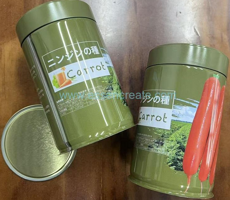 Round Seed Tin Can, Vegetable Seed Metal Storage Canister With Easy‑Tear Foil Lid