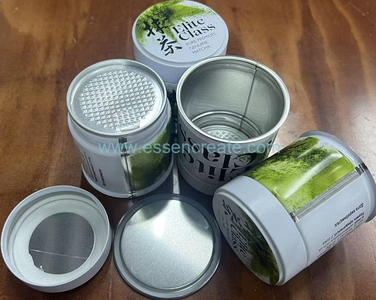 Round Matcha Tin Can Metal Tea Storage Canister With Easy‑Tear Foil Lid Food Grade Metal Tin Box 
